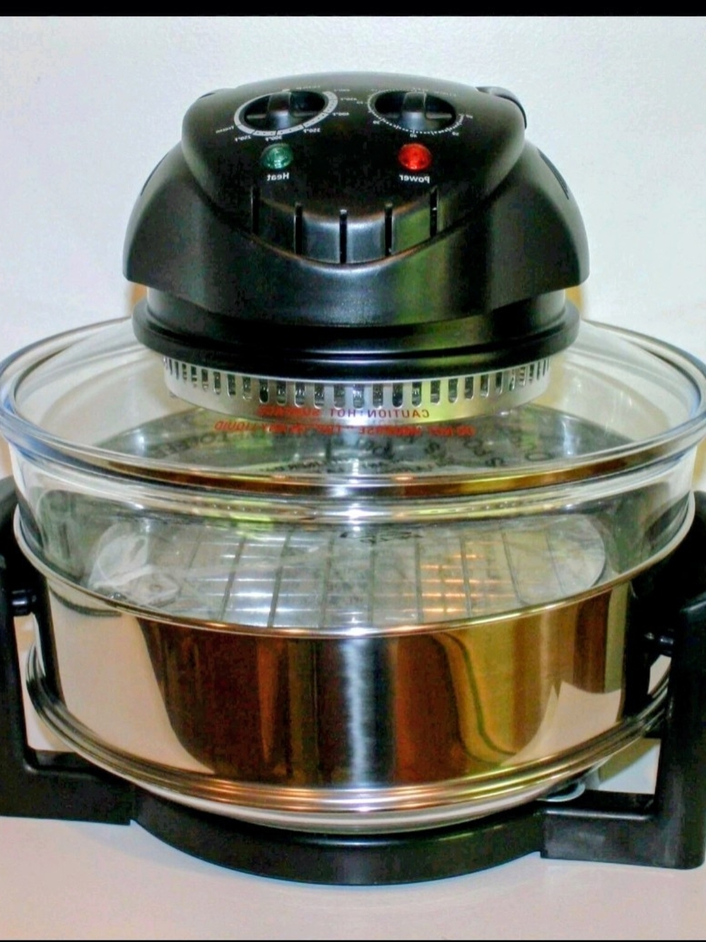 Mainstays Black Halogen Convection Oven with Clear Glass Bowl
